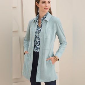 Chico's Light Blue Leather Shirt Jacket